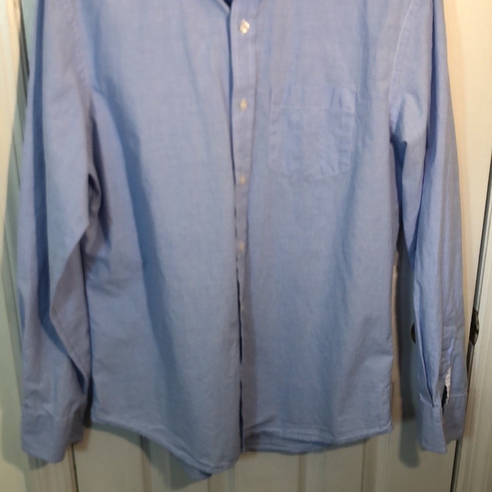 OLD NAVY The CLASSIC SHIRT Slim Fit Lg  Blue Men’s Button Down 100% Cotton Used - Picture 4 of 13